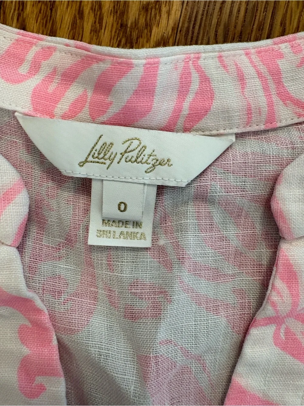 Lilly Pulitzer Mialeigh 100% Linen Top Pink White Floral Resortwear Preppy